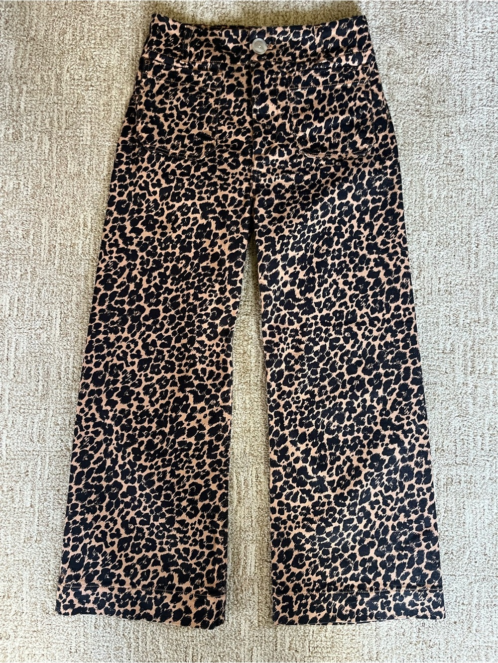 Maeve Colette High-Rise Wide-Leg Cropped Jeans in Leopard - Picture 4 of 8